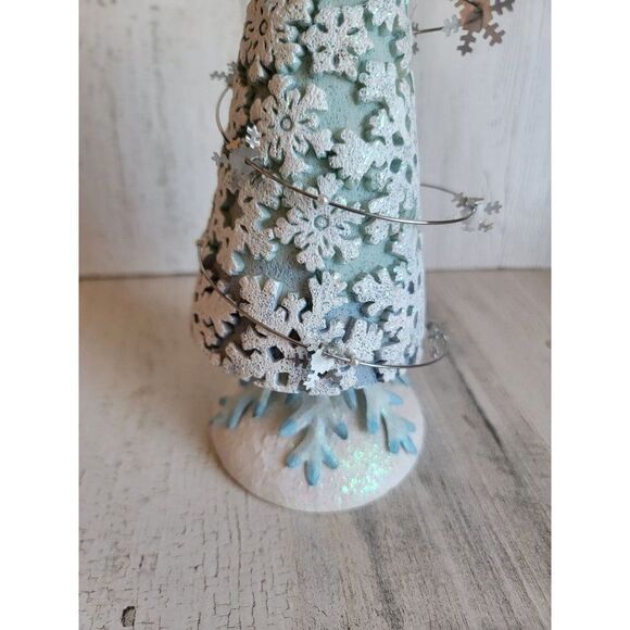 Blue white snowflake Bobble tree Xmas glitter figure Christmas - Picture 8 of 12